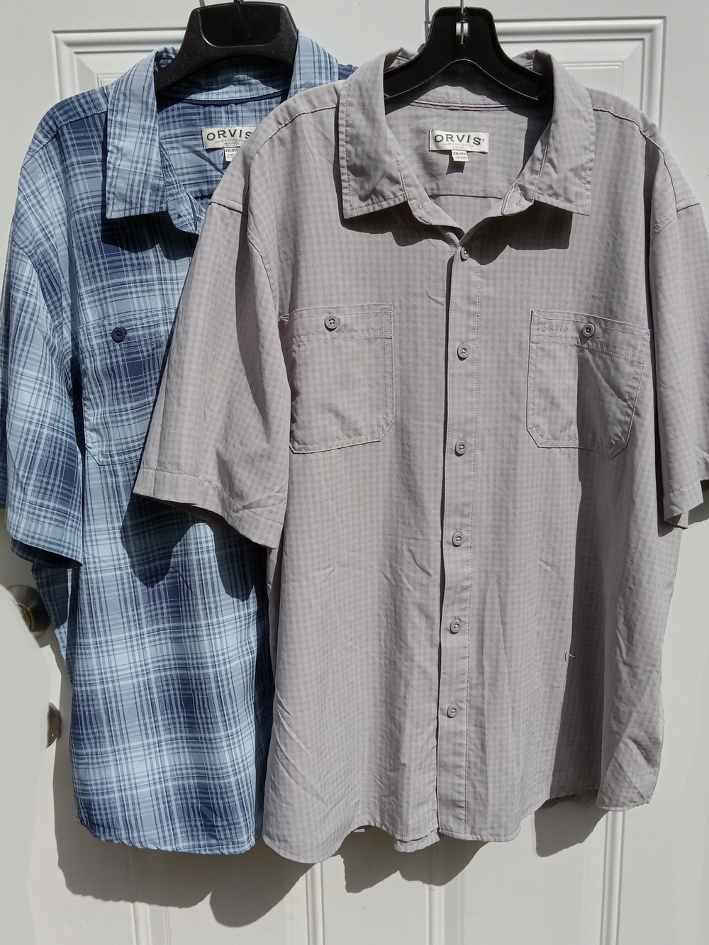 Orvis Gray Short-Sleeve Button-Down & Blue Plaid Shirt Pair